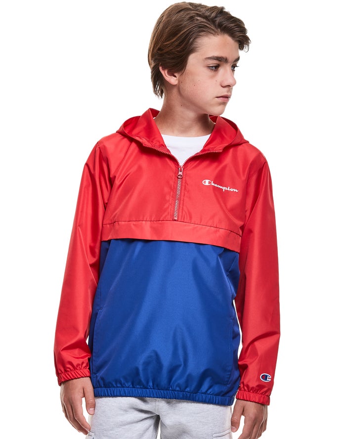 Champion Boys Jackets NZ - Stadium Colorblock Windbreaker Blue/Red ( 0874-PBMWQ )